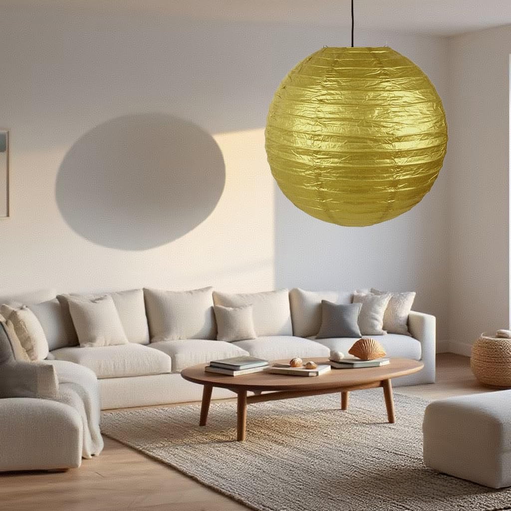 25 Pack Paper Lanterns, Sizes of 4", 6", 8", 10", 12", Hanging Lanterns Decorations Ball Lanterns for Home Decoration, Birthday Party and Wedding Decorations (Gold)