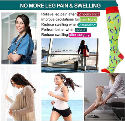 LEVSOX Compression Socks Women and Men Christmas 20-30mmHg Knee High Best for Nurses, Travel, Pregnancy