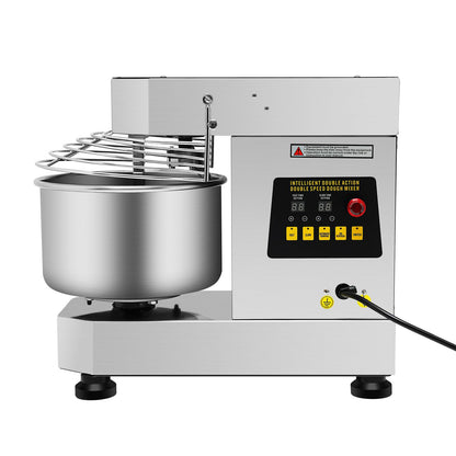 10L/2.6 Gal Commercial Food Mixer, 750W 110V Electric Spiral Mixer Rotation Speed 100/200R/Min Waterproof Level IPX1, Dough Kneading Machine for Dough, Salad, Cream