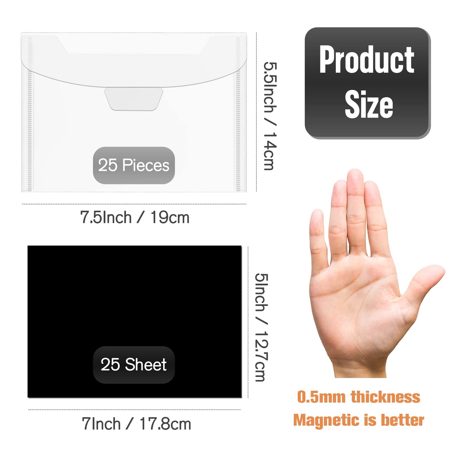 Csyidio 52 PCS Clear Stamp and Die Storage Bag with Rubber Magnetic Sheets Resealable Plastic Storage Pocket Large Envelope Case Cutting Dies Stencil Organizer for Card Making, 0.5 mm Thickness