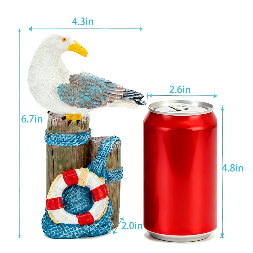 PepFurSt Nautical Seagull Resin Figurine-Beach Decor,Sea Birds Statues,Ocean Home Decor for Desk,Shelf, Bathroom,Dining Room,Lake or Beach House,Unique Housewarming Gifts and Coworker Gifts