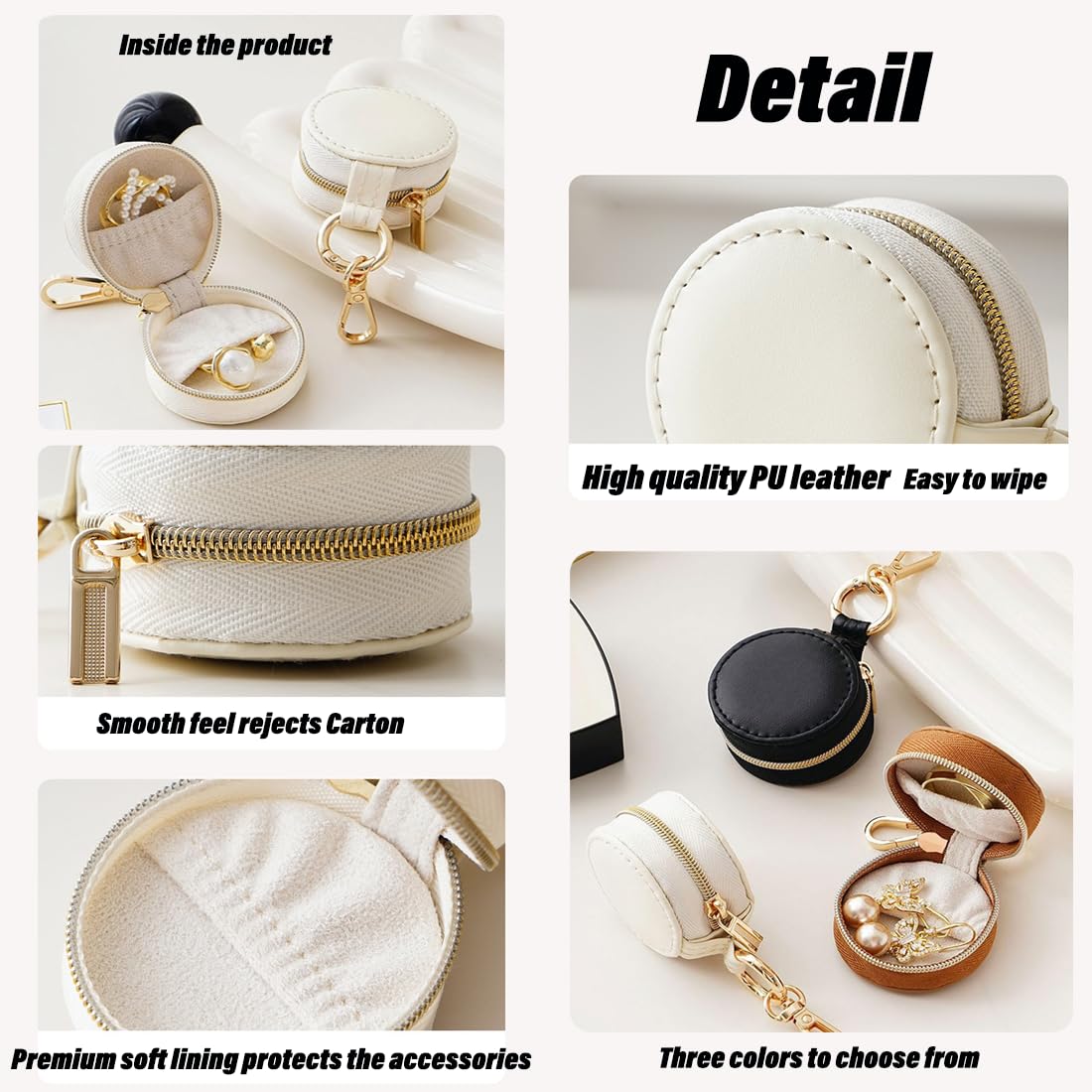 BWTRQ Jewelry Ring Holder Keychain - Portable Travel Sports Ring Keeper Case - Mini Small Versatile Carrying Display Storage Organizer Box With Key Chain (White)