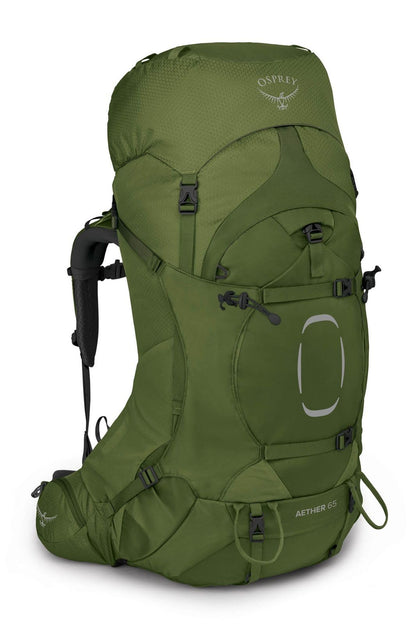 Osprey Aether 65L Men's Backpacking Backpack, Garlic Mustard Green, S/M