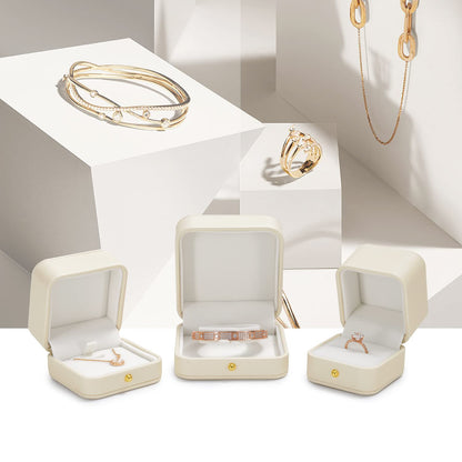 Oirlv Premium Leather Necklace Gift Box White Necklace Boxes for Jewelry Gift Velvet Interior Pendant Box