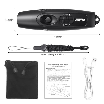 UNIWA Electronic Whistle with USB Charging, 3 Tone & 3 High Volume Hand Emergency Whistle for Referee Coaches Teacher, Outdoor Sport Game Camping Safety Electric Whistle with Lanyard - Black