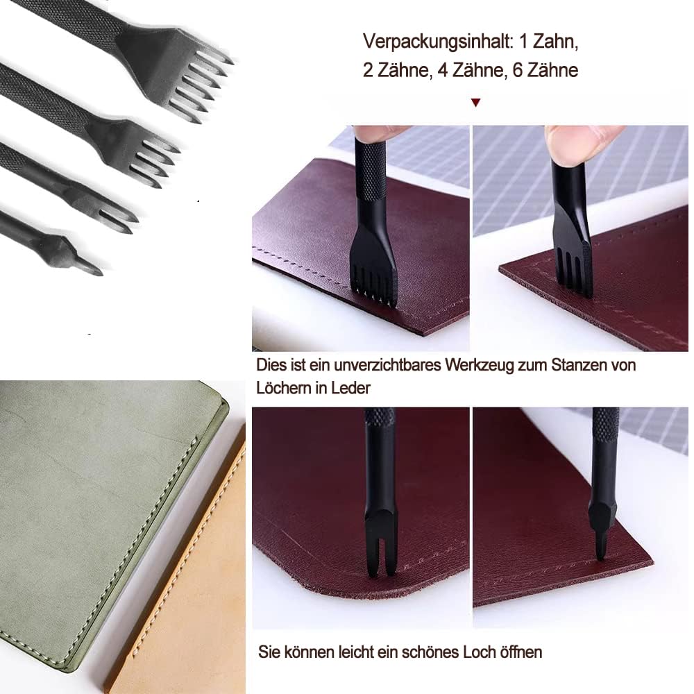 Leather Hole Puncher Hand Punching Machine Manual Press Puncher Punch Tools for DIY Craft (with Chuck, PP Plate, 4* Leather Prong Punch,7*Circular Punch)