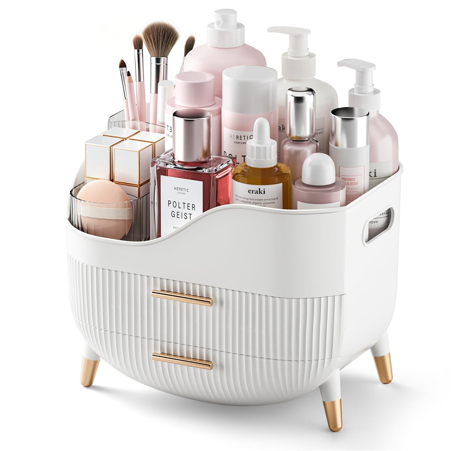 Pajiriona Makeup Organizer with Drawers,Skincare Organizer for Vanity,Storage Box with Handle,Large Cosmetic Display Case for Dresser, Bathroom Countertop