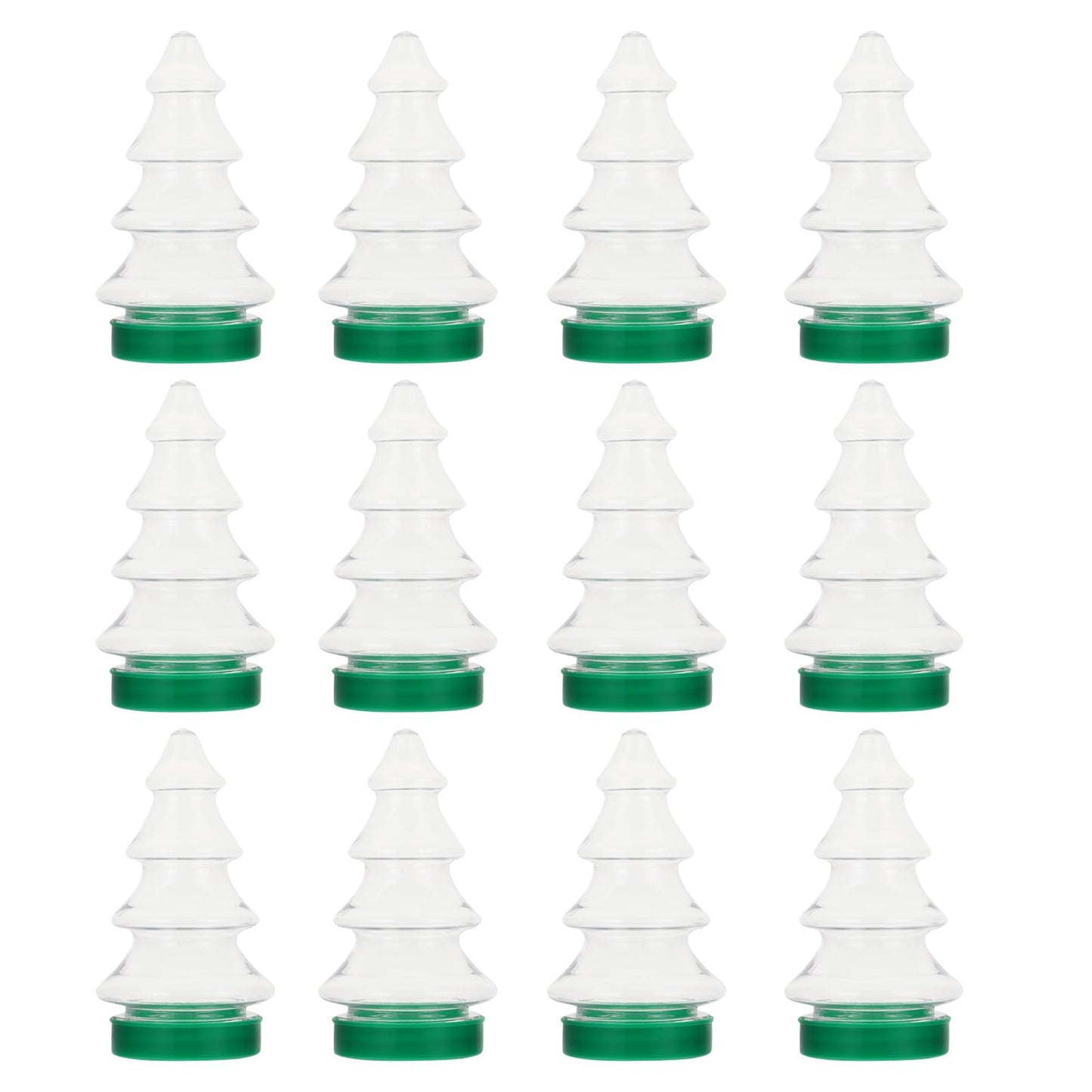 VOSAREA 12pcs Christmas Tree Shaped Candy Bottles Clear Biscuits Jars with Lids - Christmas Candy Jars & Tree Shaped Ornaments Festival Storage Containers