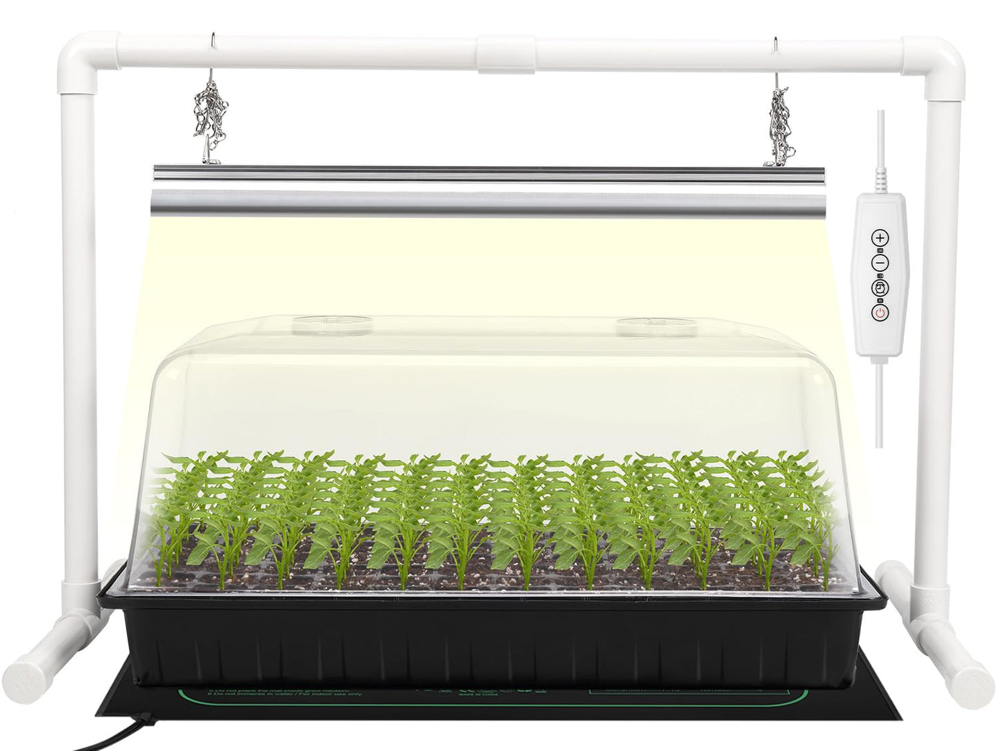 SOLIGT 1020 Size Seed Starter Kit with Grow Light and Heat Mat – 7" Humidity Dome, 6x12 Cell Seed Starter Tray, Bright-Adjustable with 8/12/18H Timer & Stand for Seed Starting & Seedling Propagation