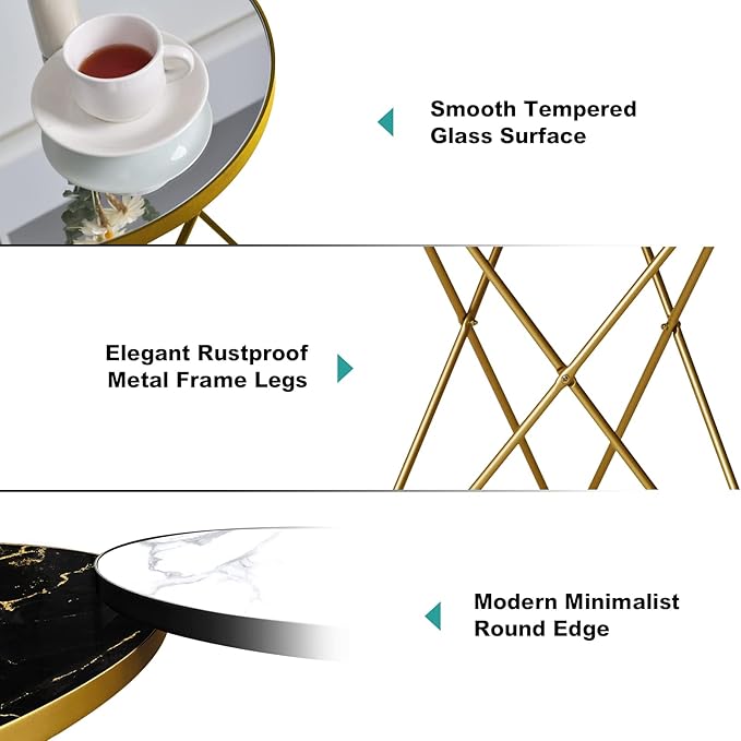 HLR Modern Round Side Table, End Table