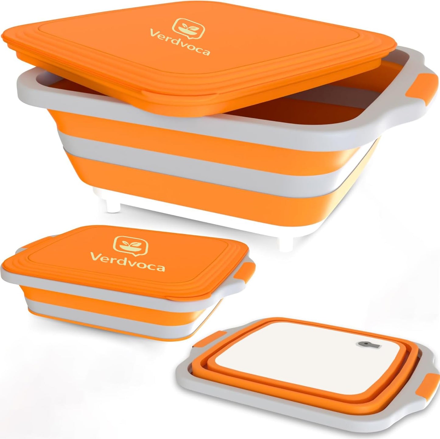 Verdvoca 1 Piece 30L & 2 Pcs 16L Collapsible BBQ Prep Tubs with Lids for Fruit Prep & Washing, Meal Marinating and Food Storage