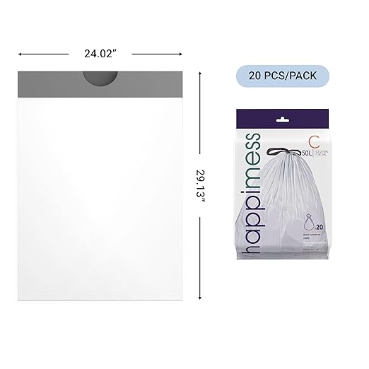 happimess 13.2 Gallon Drawstring Trash Bags, Heavy Duty LDPE Liners
