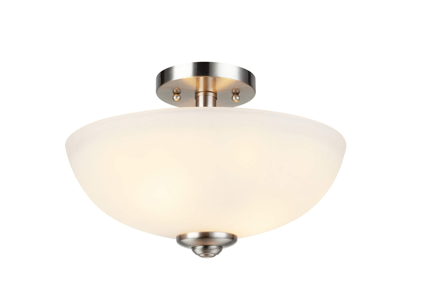 Globe Electric 61025 Vienna 2-Light Semi-Flush Mount, Brushed Nickel, Frosted Glass Shade, Bulb Not Included