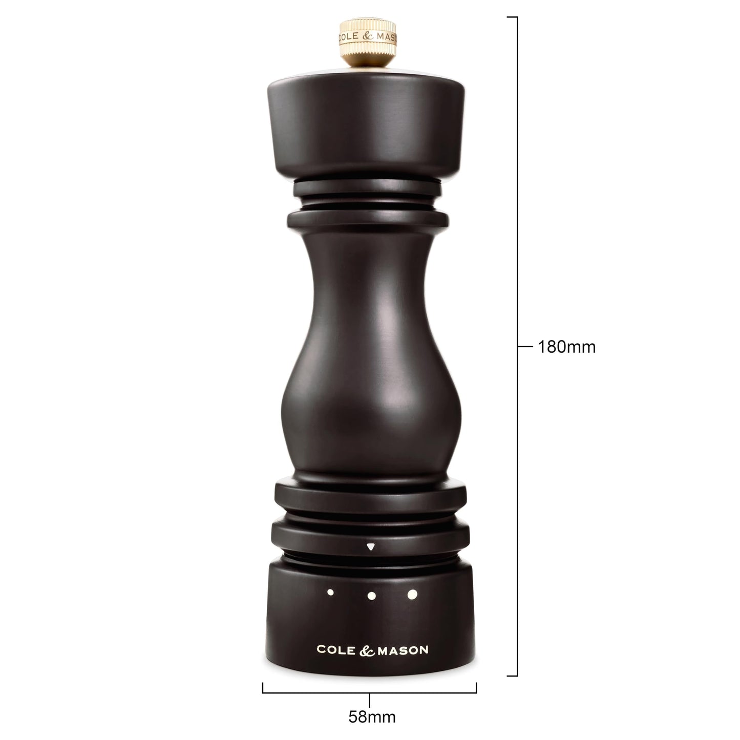 Cole & Mason London Salt and Pepper Mill Gift Set, Grind Select Adjustable Coarseness, Chocolate Wood, 180mm, Refillable Manual Grinder