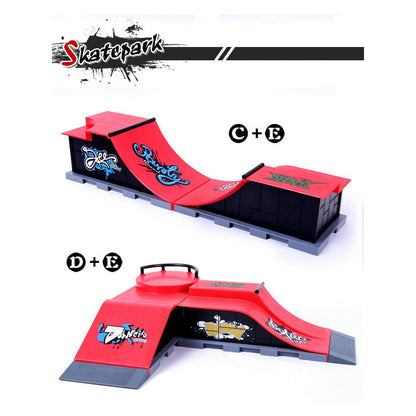 Sipobuy DIY Assembly Mini Finger Skateboard Deck Truck Skate Park Board With Ramp Accessories Sets (Scene A)