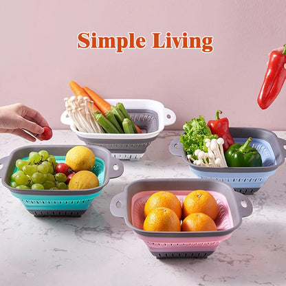 Collapsible Colander and Strainer,Silicone Strainer Colanders & Food Strainers,for Vegetable and Fruit, Kitchen Essentials (2, White, 1.3L+2.5L)