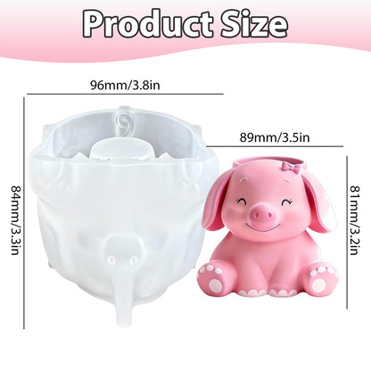 Pink Piggy Candle Jar Resin Mold, Animal Epoxy Resin Casting Silicone Mold for Craft DIY Planter Jewelry Pen Holder Flower Pot Container Mould, Perfect for Decoration Birthday Gift Garden Home