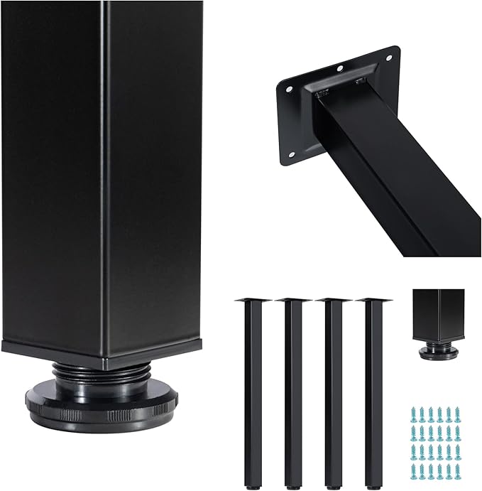 LCSDLHLSY 30 inch Adjustable Square Metal Table Legs, DIY Furniture Legs