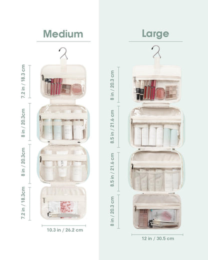 Narwey Hanging Travel Toiletry Bag for Women Wash Bag Cosmetics Makeup Bag Organizer for Travel Size Accessories (Mint Green (Medium))