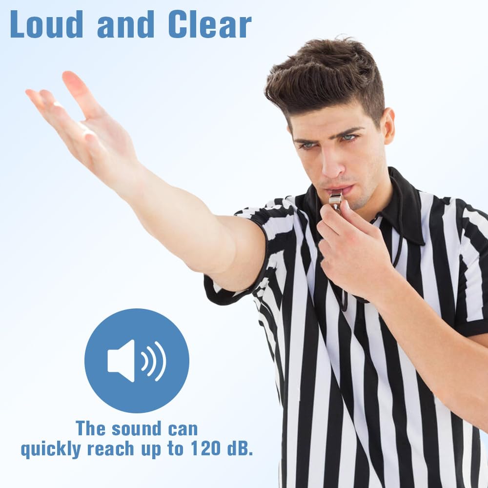Whistle, 4 Pcs Whistle for Coaches Stainless Steel Whistles with Lanyard Referee Whistle Emergency Coach Whistles Teacher Whistle Loud Crisp Sound Whistle for Adults Teachers Pet Training Sports