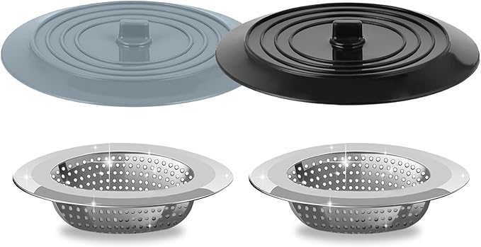 V-TOP Sink Strainer Stopper 4 Pack, Universal Silicone Kitchen Sink Drain