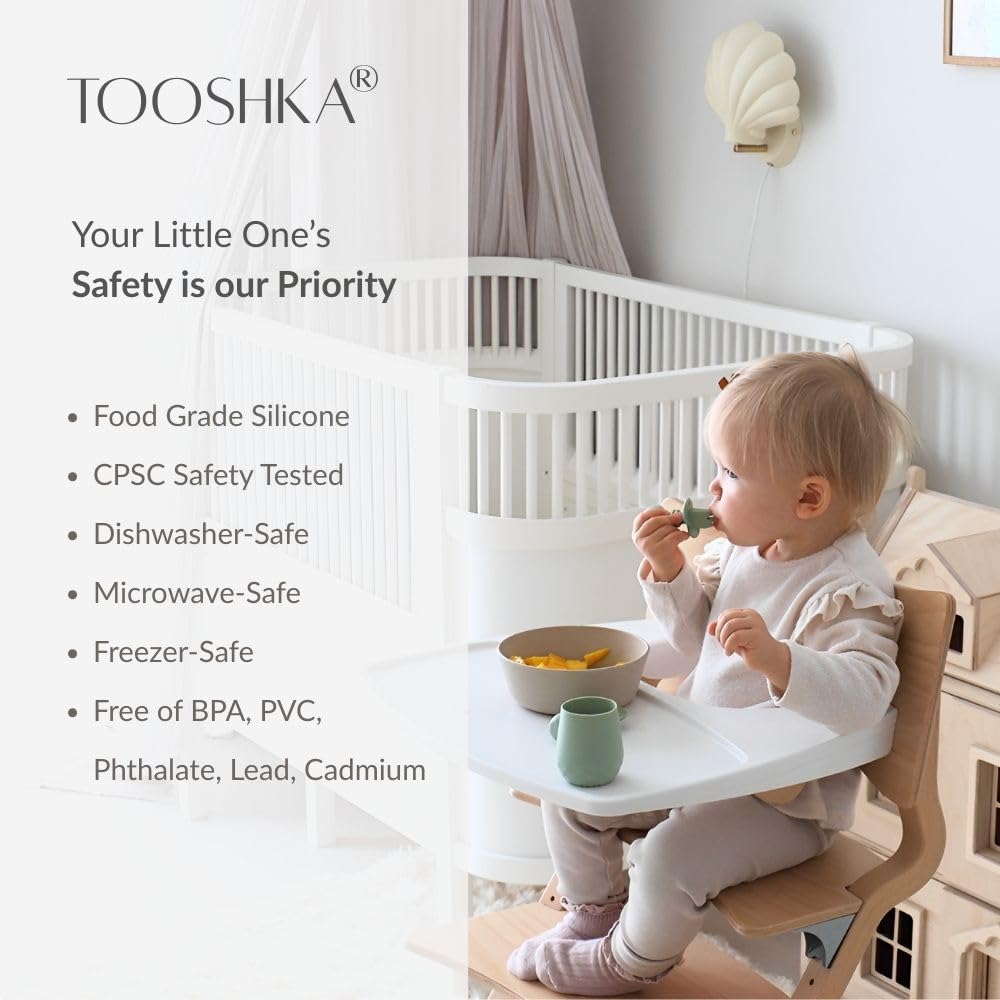Tooshka® Baby Utensil Set (6 pcs) - Self Feeding Spoons - Silicone & BPA Free - Baby-Led Weaning (BLW) Supplies - Ages 6+ Months - Set of 6 - Brown, Green, & Yellow