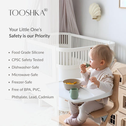 Tooshka® Baby Utensil Set (6 pcs) - Self Feeding Spoons - Silicone & BPA Free - Baby-Led Weaning (BLW) Supplies - Ages 6+ Months - Set of 6 - Brown, Green, & Yellow