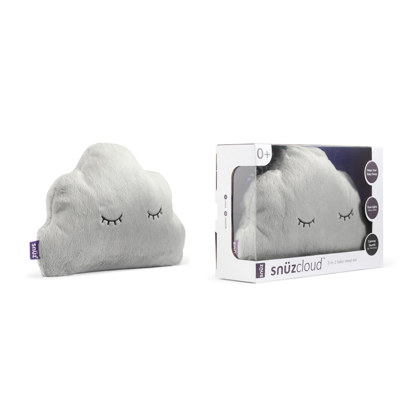 SnuzCloud 3-in-1 White Noise Machine - Baby Sleep Aid with Soothing Pink Noise and Sensory Lights, Newborn Essential for The Cot, Crib, and More, Adjustable Volume, Lightweight and Portable
