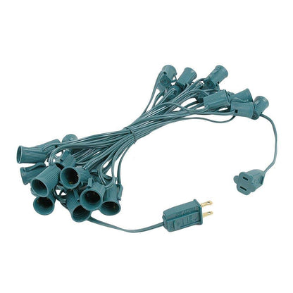 C9 Blue Outdoor Christmas Light Set - 25ft Hanging Roofline String Lights - Green Wire