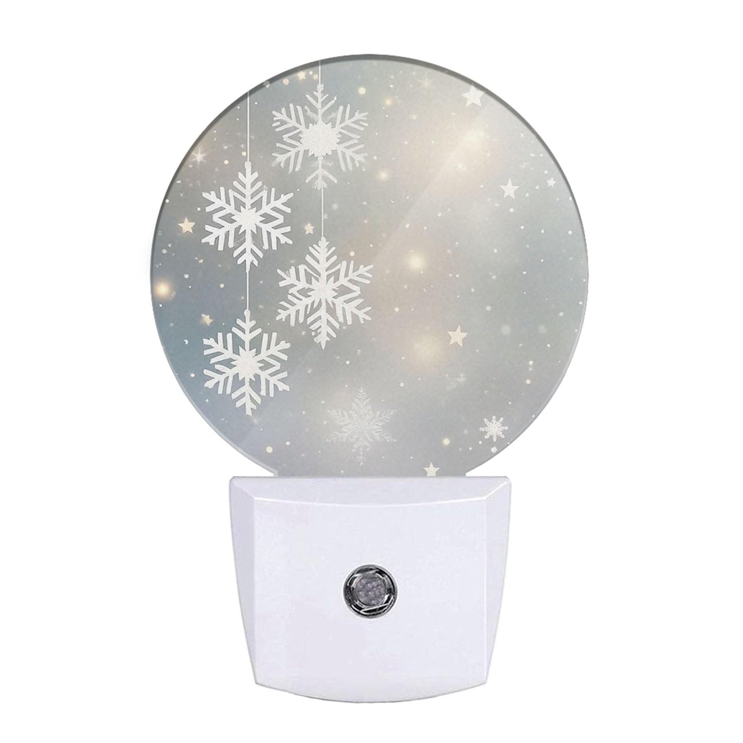 Mugod Winter Snowflake and Starry Scene Plug-in Nightlights Merry Christmas Night Light Plug into Wall with Dusk-to-Dawn Sensor LED Lighting 0.5W Sleep-Friendly