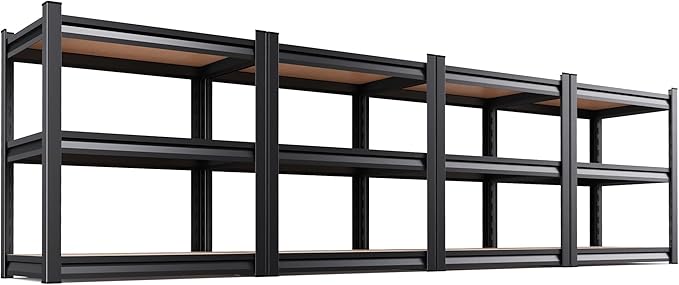 AOAORRG Set of 4 Garage Shelving Heavy Duty Storage Shelves, Metal Adjustable Shelving Unit, Utility Garage Organizer Shelf for Basement, Pantry, Kitchen, Warehouse, 15.7" Dx33.5 Wx35.4 H, Black