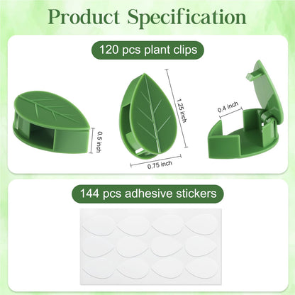 Pwfkgo 120 Pcs Plant Wall Clips, Plant Climbing Wall Fixture Clips, Wall Vines Fixing Clips with 144 Adhesive Stickers, Self-Adhesive Plant Fixer for Vine Support and Indoor Outdoor Decoration