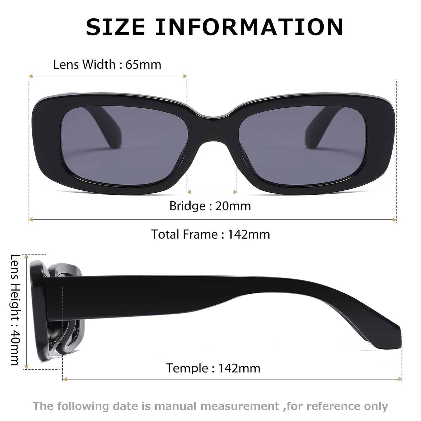 kimorn Rectangle Sunglasses for Women Men Trendy Retro Fashion Glasses 90’s Vintage UV 400 Protection Square Fram K1200 (Black Frame Grey Lens+leopard Frame Brown Lens, 65)