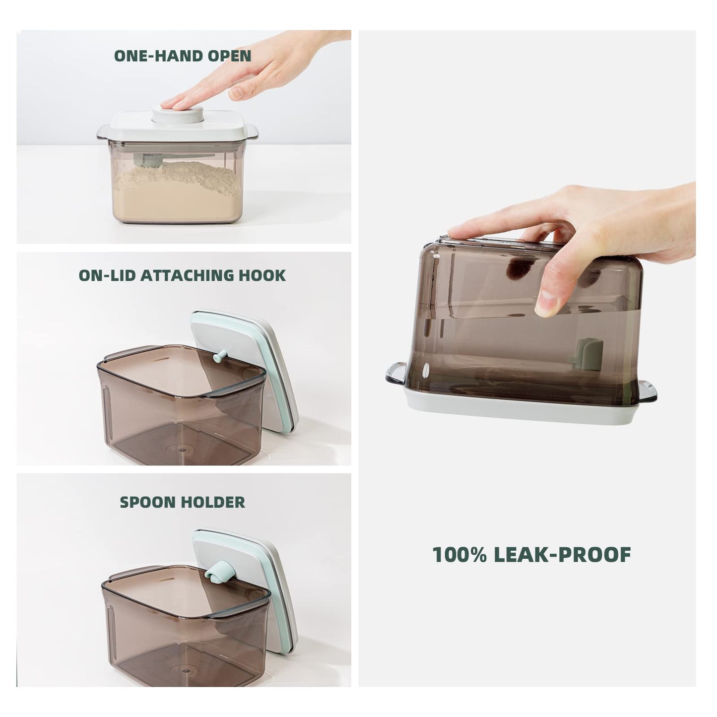 Tourdeus 1700ml Airtight Formula Container Pop Up Milk Powder Container Formula Dispenser, 21OZ, 1.32LB, 600g, Brown