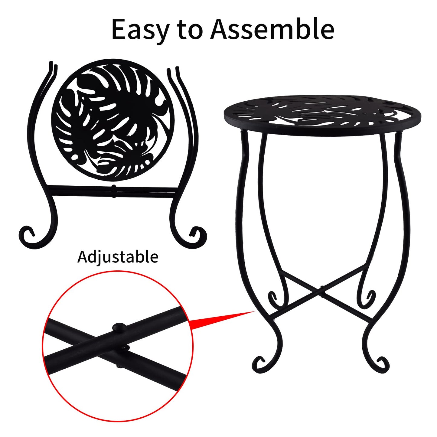 TLBTEK 2 pcs 10 inch Round Indoor Planter Stand,Metal Plant Stands Outdoor ,Modern Flower Pot Stand Holder Rack Display for Home,Kitchen,Patio,Garden, Corner, Balcony and Bedroom