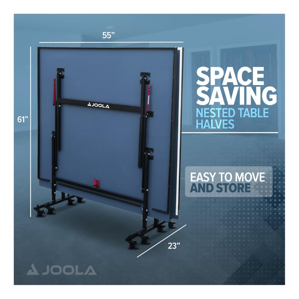 JOOLA Inside 13 - Professional MDF Indoor Table Tennis Table with Quick Clamp Ping Pong Net and Post Set - 10 Minute Easy Assembly - Ping Pong Table with Single Player Playback Mode