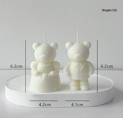 Mr & Mrs Wedding Bear Scented Candle Duo,Bride in Gown & Groom in Tuxedo Soy Wax Decorative Candle Set for Bridal Shower,Anniversary & Home Decor,Romantic Home Fragrance Gift for Couples & Newlyweds