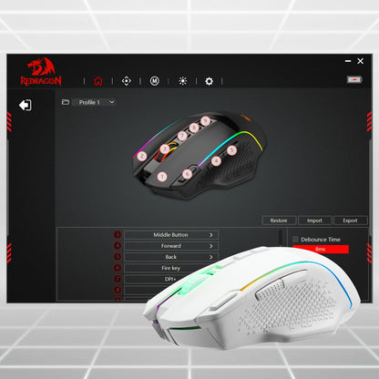 Redragon M810 Pro Wireless Gaming Mouse, 10000 DPI Wired/Wireless Gamer Mouse w/Rapid Fire Key, 8 Macro Buttons, 45-Hour Reliable Power Capacity and RGB Backlit for PC/Mac/Laptop