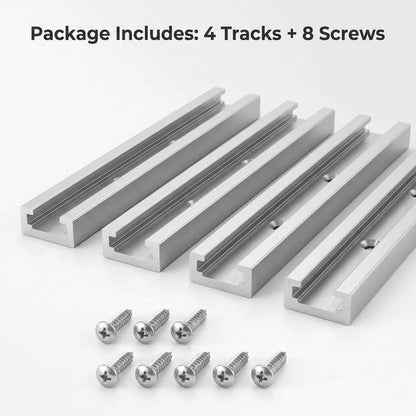 QWORK 12" T-Track, 4 Pack Aluminum Double Track with Mounting Holes for Woodworking