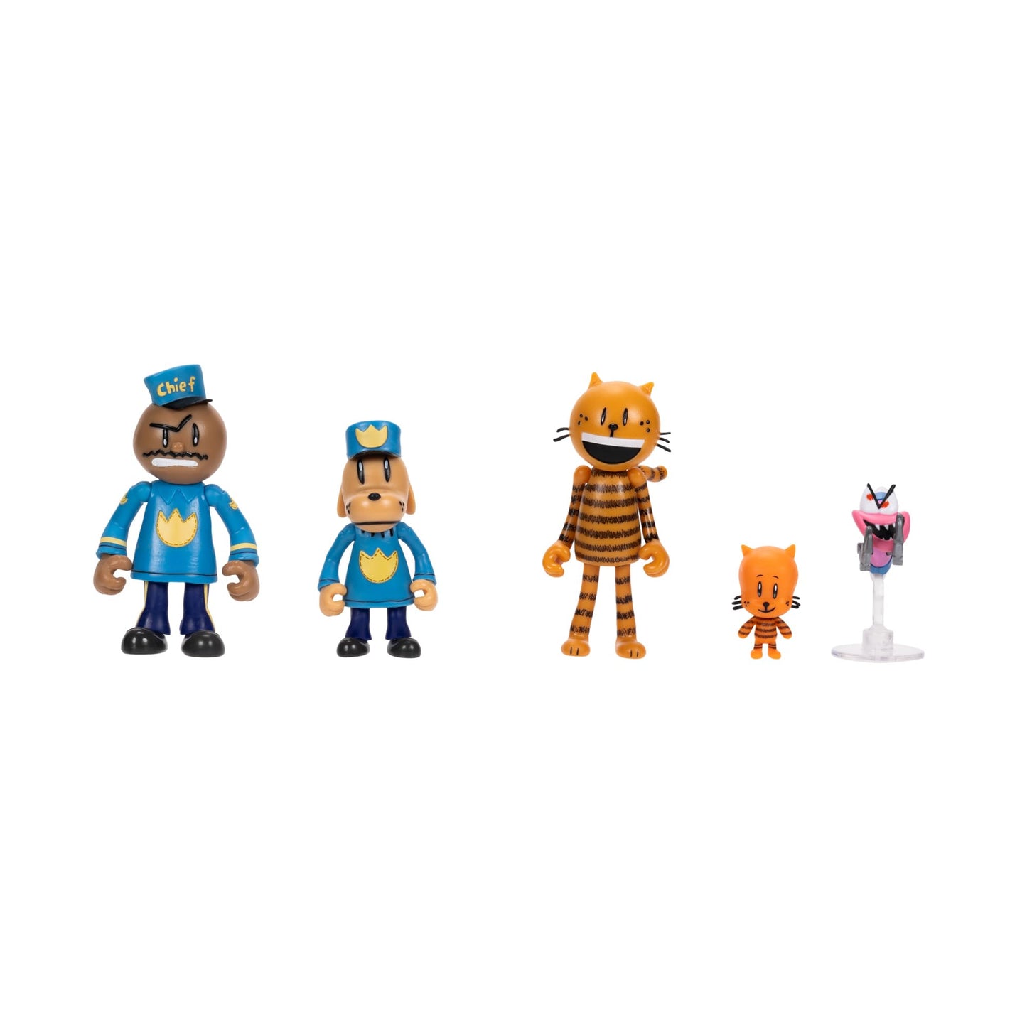 Dog Man Movie Action Figures Multipack Set by Jakks Pacific, Includes 6.3 cm Articulated Scale Figures - Inspired by the Dog Man Movie Toys, Lil Petey, Petey, Chief, and Flippy!