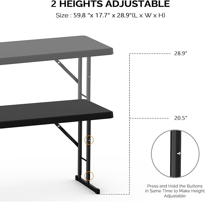 VINGLI 4 FT Narrow Folding Table, Home Work