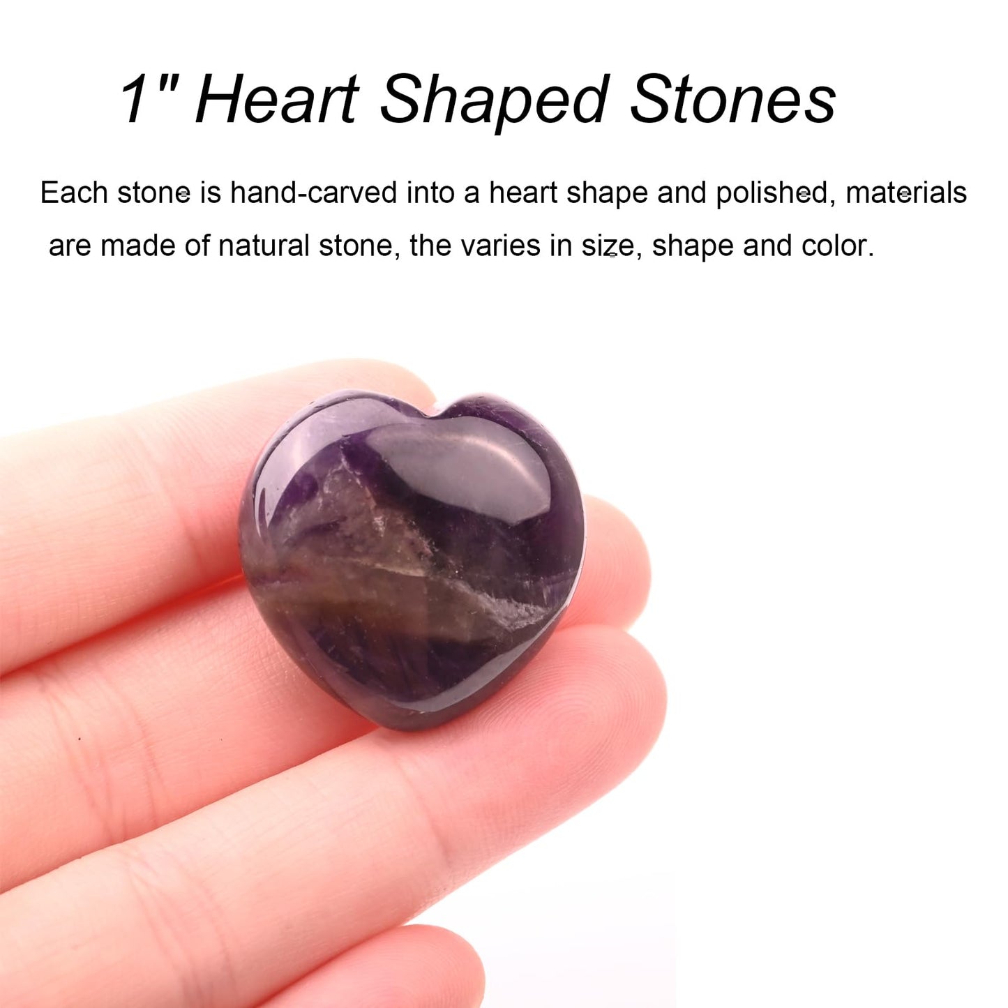 10 PCS Amethyst Heart Stone, 1 Inch Natural Healing Crystal Heart Love Crystals, Mini Cute Gemstone Amethyst for Women, Valentine's Day Gift