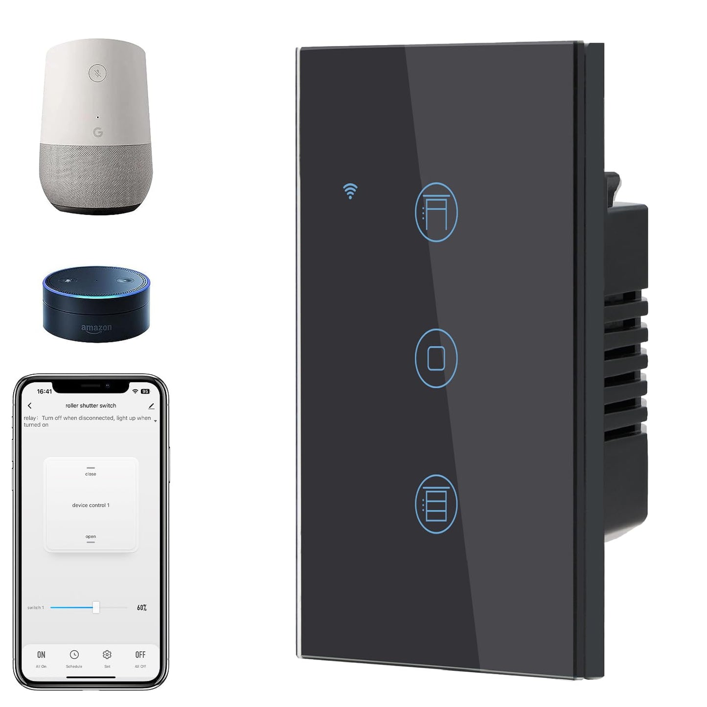 BSEED Smart Light Switch,1 Gang WiFi Touch Switch with Smart Life APP Control and Timing Function,Black Single Pole Switches Work with Amazon Alexa,Google Assistant -(3 Way) Multi-Control Association