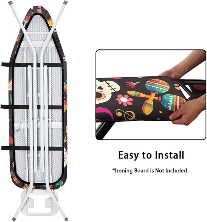 Mexican Skull Cactus Ironing Board Cover-15x 54 Elastic Edges Non-Slip Day of