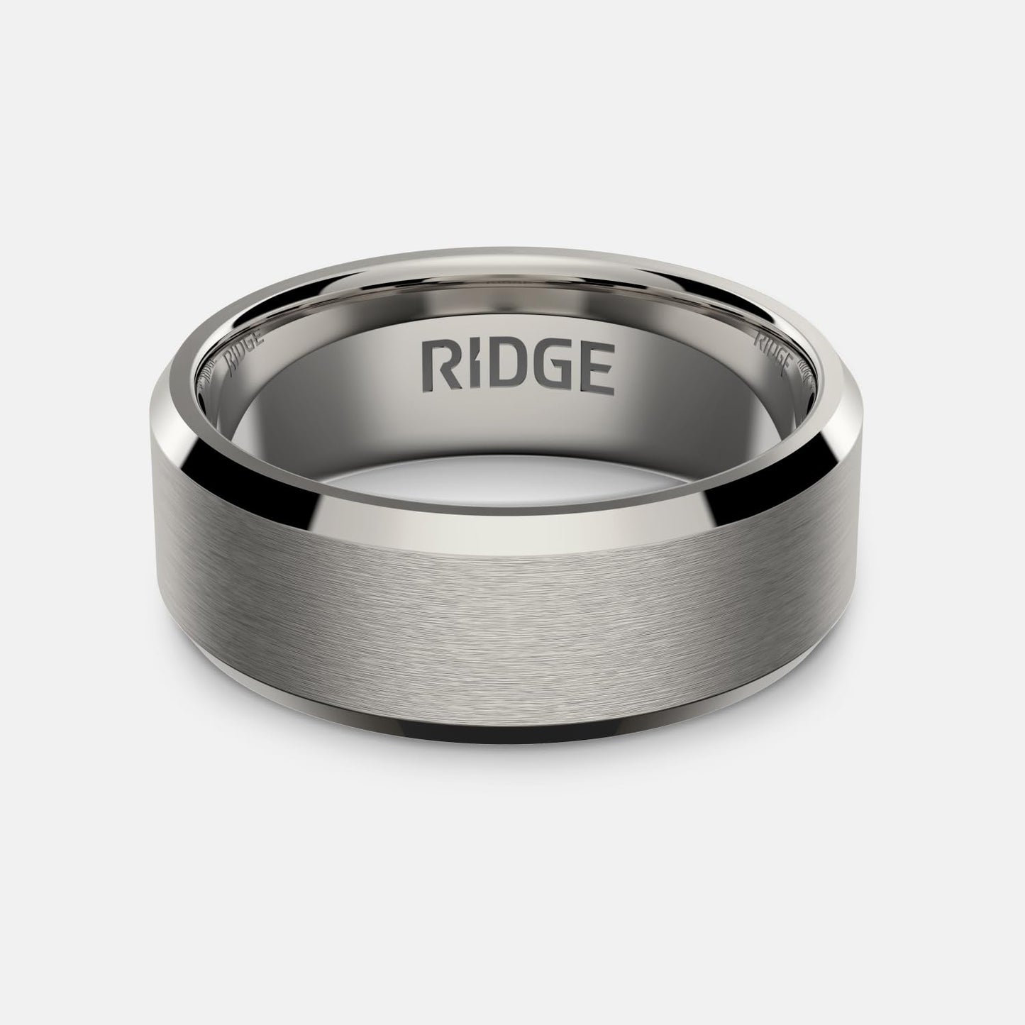 Ridge Beveled Ring Set 8mm - Platinum - 8.5