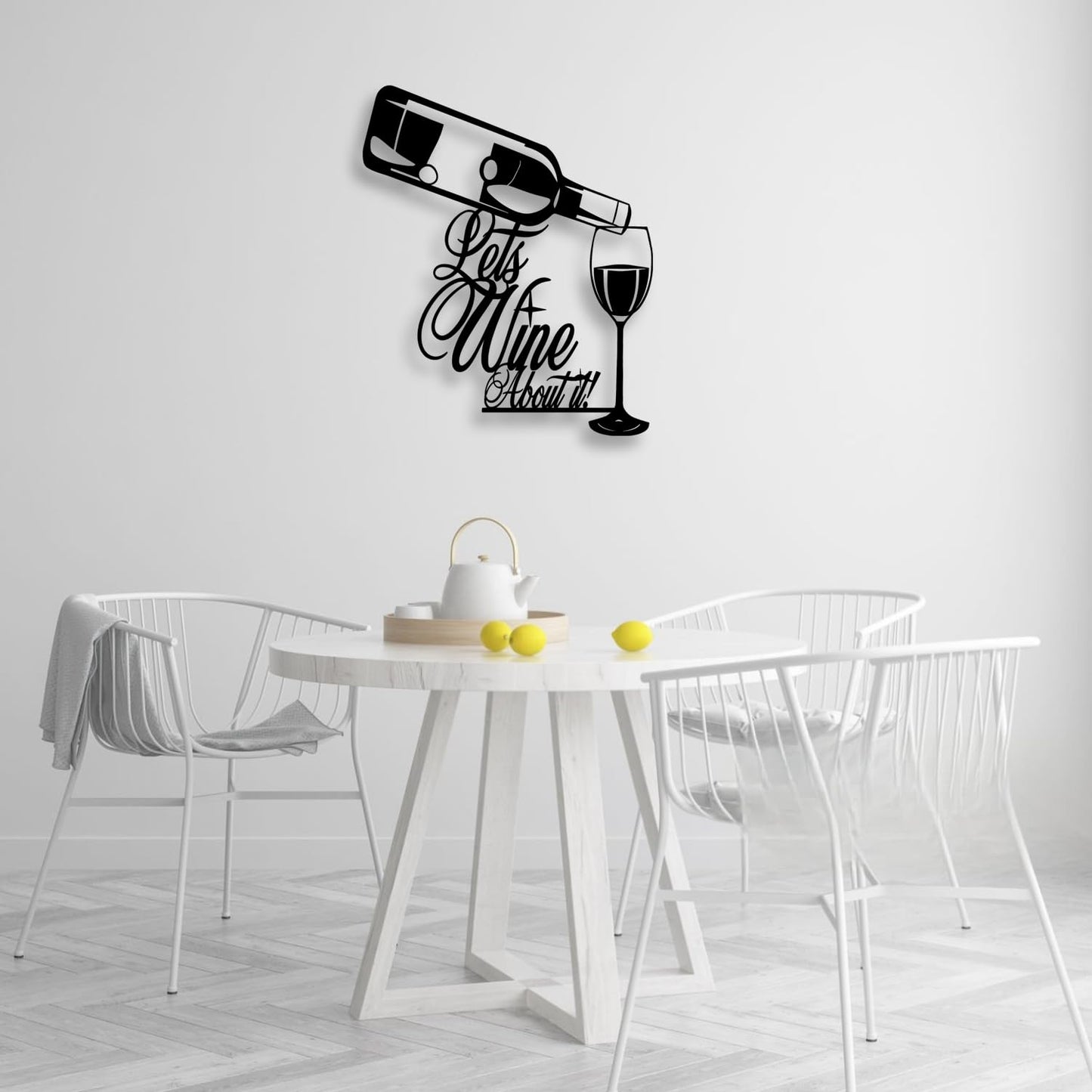 LIYOUYA Wine Bottle Glass Metal Wall Decor - Wine Logo Decor Black Wall Art Home Decor for Living Room, Dining Room, Bar (Black)