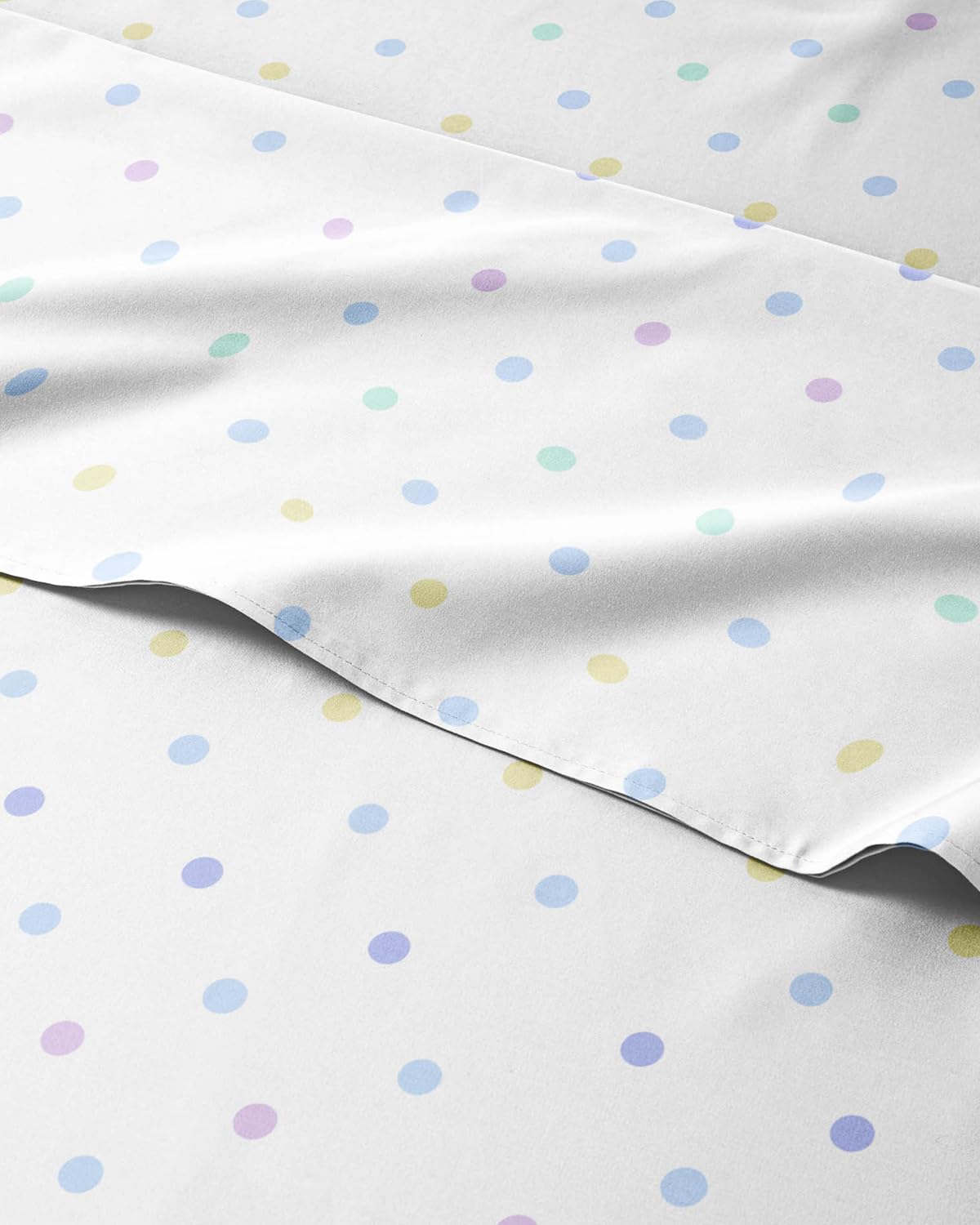 Kids Queen Size Bed Sheet Set - 4 Piece Kids Loft Bed Sheets - Polka Dots Themed Bedding - Soft, Cute and Cozy - Breathable and Machine Washable - Multicolor Bed Set for Boys, Girls, Teens & Toddlers