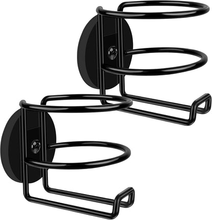 Magnetic Cup Holder, 2Pcs Portable Cup Holder, Stainless Steel Bottle Holders for Refrigerator Boat Tractor Mower Truck Car Fridge, Magnet Cups(Black)