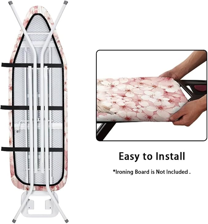 Pink Cherry Blossom Cat Ironing Board Cover and Pad Soft Fabric Cover