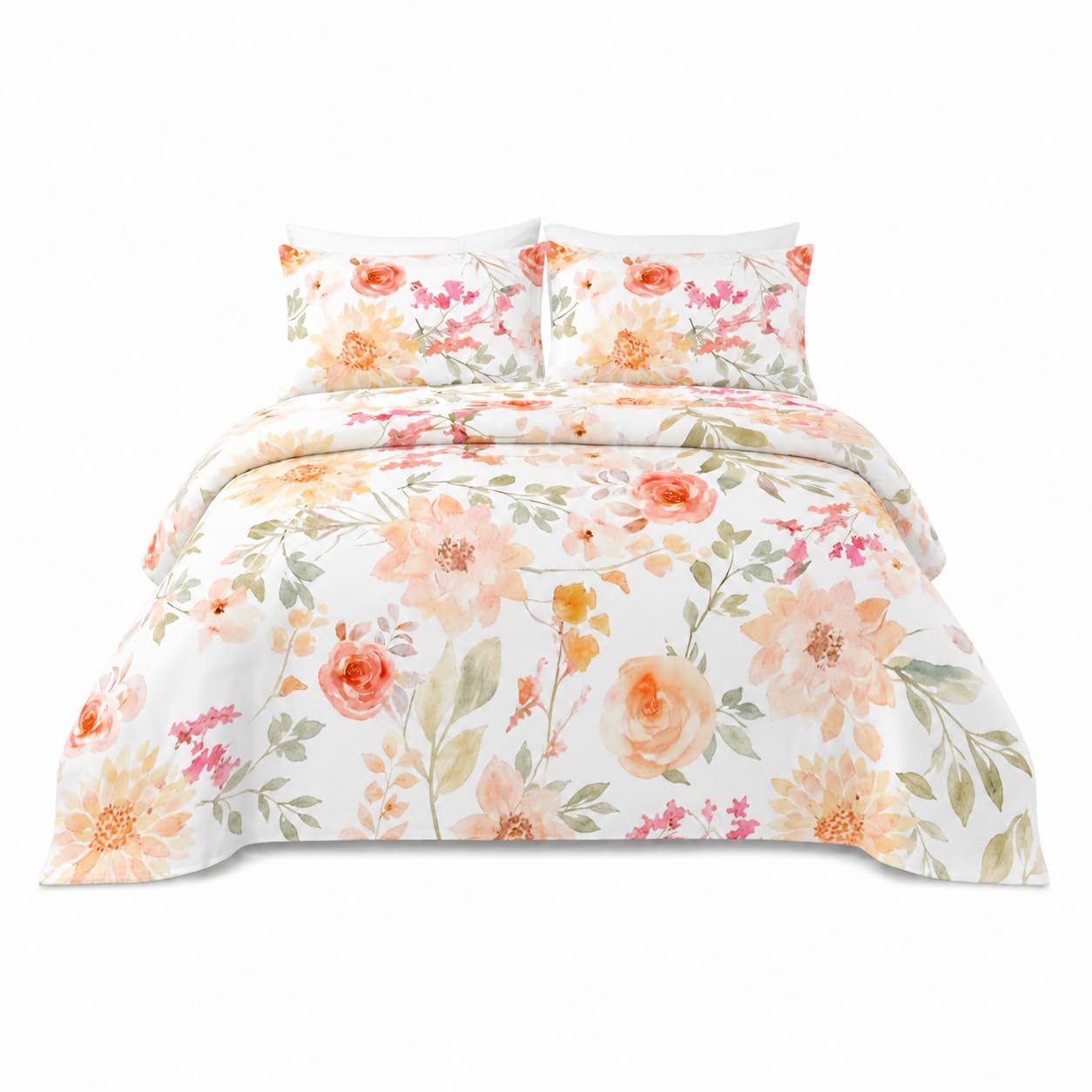 YIYEA Floral Sheets King Size, Premium Double Brushed Microfiber Bed Sheet Set for All Season, Soft Breathable, 16" Deep Pocket, Shrinkage and Fade Resistant, 4PC, King